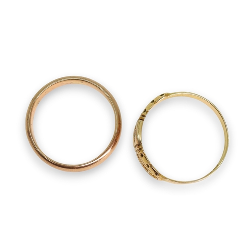 770 - A 15ct gold pearl & diamond ring, size P1/2, hallmarked Birmingham 1891, weight 2.4gms, a 9ct ro... 