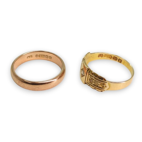 770 - A 15ct gold pearl & diamond ring, size P1/2, hallmarked Birmingham 1891, weight 2.4gms, a 9ct ro... 