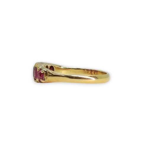772 - An 18ct gold ruby five stone ring, size M1/2, weight 2.3gms