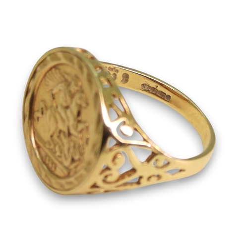 789 - A 9ct white gold cz set solitaire ring, size N, together with a faux coin 9ct gold ring, size R, wei... 