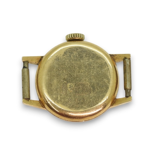 798 - An 18ct gold cased ladies Radiant watch head, weight including mechanism 5.4gms