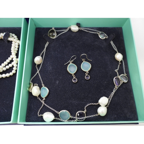 865 - Two Dower & Hall necklaces, to include a three strand cultured pearl necklace with a rose pendan... 