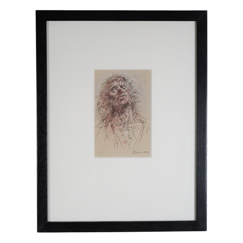 PETER HOWSON OBE (BRITISH B.1958)FIGURE WITH LONG HAIRMixed media on ...