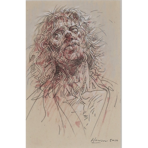 PETER HOWSON OBE (BRITISH B.1958)FIGURE WITH LONG HAIRMixed media on ...