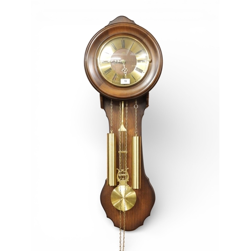 57 - A 20th century German AMS mahogany cased Wag at the wall clock with brass dial bearing Roman numeral... 
