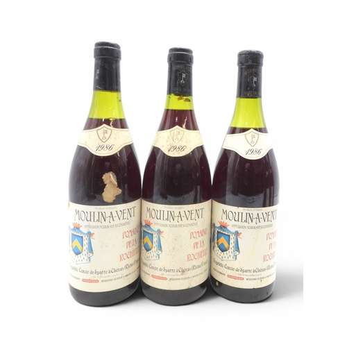 9028 - CRU BEAUJOLAIS, MOULIN-A-VENT/MORGON - 10 bottles of Beaujolais including three of 1986 DOMAINE DE L... 