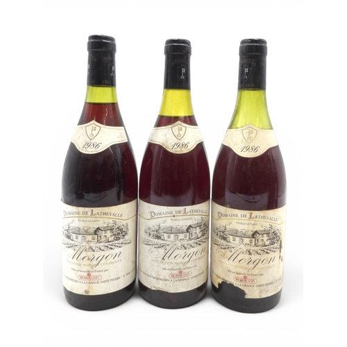9028 - CRU BEAUJOLAIS, MOULIN-A-VENT/MORGON - 10 bottles of Beaujolais including three of 1986 DOMAINE DE L... 