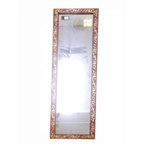 25 - A lot comprising an early 20th century mahogany framed wall mirror painted with cherubs playing musi... 