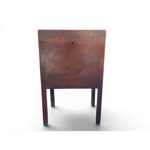 33 - A small 19th century mahogany veneered cellarette with hinged top over brass carry handles on square... 