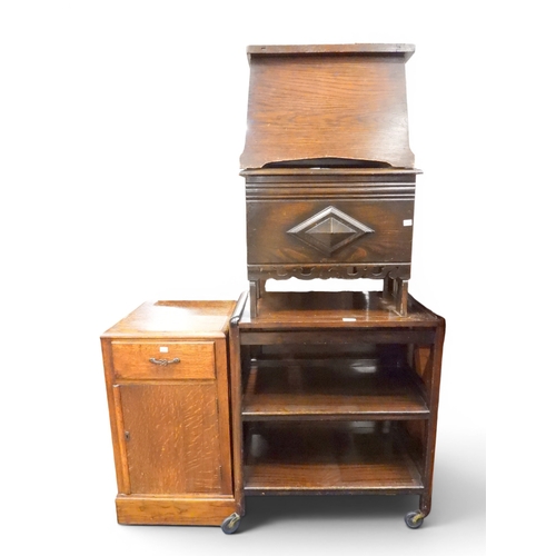47 - A mixed lot to include 20th century oak bedside cabinet with single drawer over cabinet door, 71cm h... 