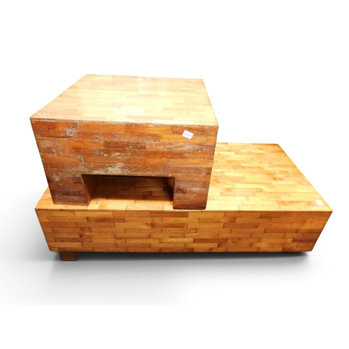 55 - A lot comprising an oak carved panel front blanket chest, 57cm high x 89cm wide x 45cm deep, 20th ce... 