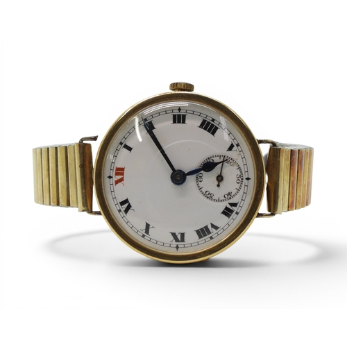 702 - An 18ct gold cased Swiss watch, hallmarked london 1922 to case and dust cover&nbsp; diameter 3.2cm, ... 