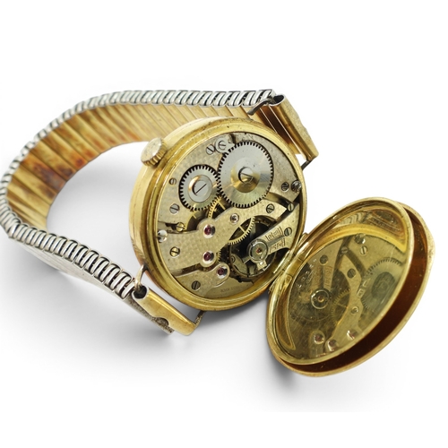 702 - An 18ct gold cased Swiss watch, hallmarked london 1922 to case and dust cover&nbsp; diameter 3.2cm, ... 