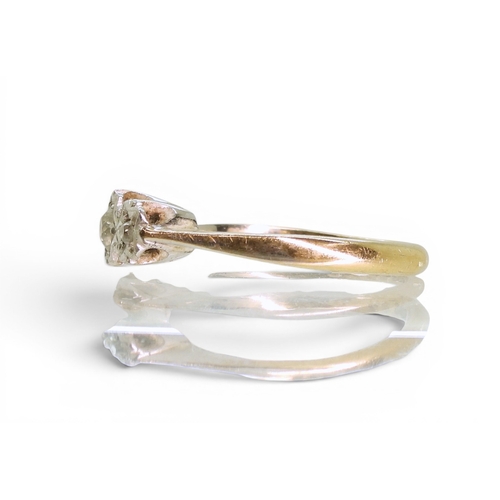 707 - A 9ct gold three stone illusion set diamond ring, size M1/2, weight 2.3gms