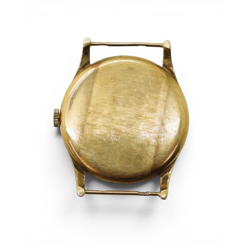711 - A 9ct gold gents Record watch head, hallmarked London 1954, diameter3.2cm, weight including mechanis... 