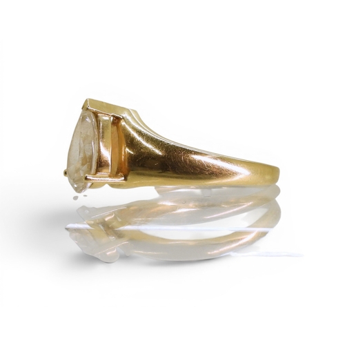 731 - A 14k gold pear shaped cz, size N1/2, weight 3.7gms