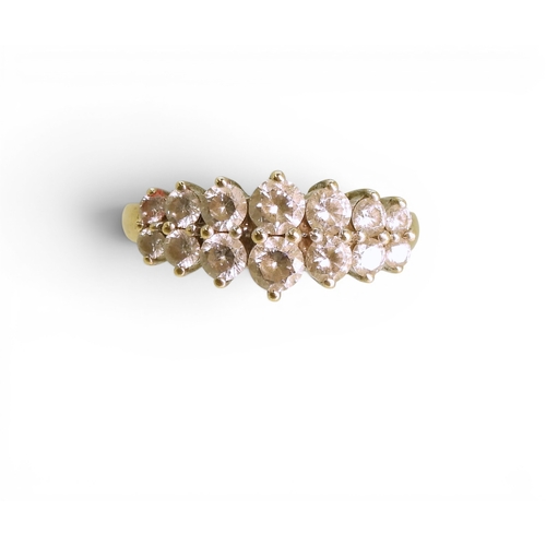 734 - A 14k gold clear gem set cluster ring, size M1/2, weight 2.8gms