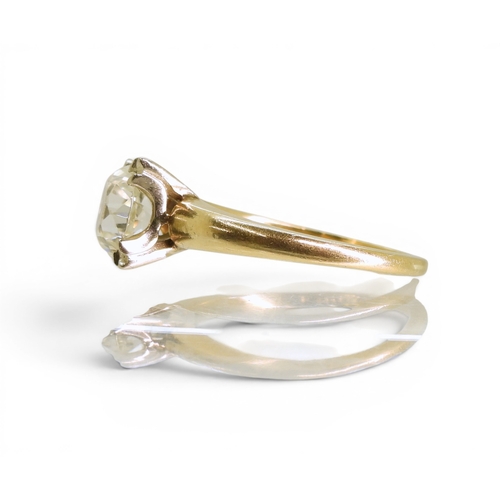 735 - A 14k gold white zircon solitaire ring, size M, weight 3.9gms