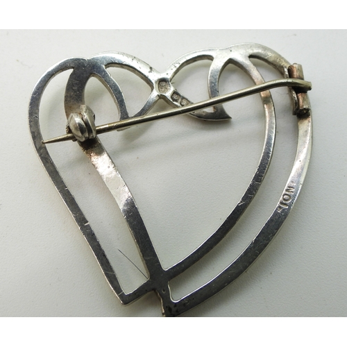 882 - Two silver fob chains, a silver Apostle spoon, Scottish themed brooches to include Thomas Kerr Ebbut... 
