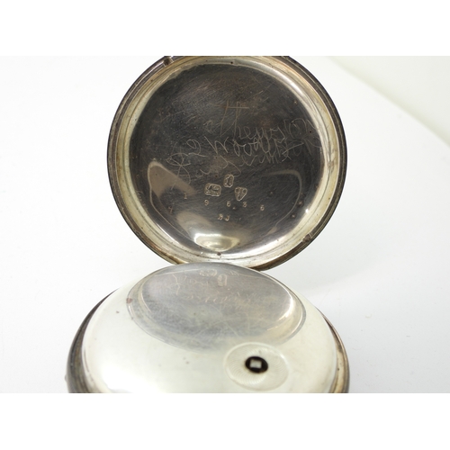 887 - A silver open face pocket watch hallmarked Chester 1882, a silver green and clear paste set brooch, ... 