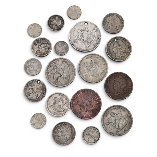 5059 - Chile (1828-date) coins various dates from 1853 to to 1925 (19)