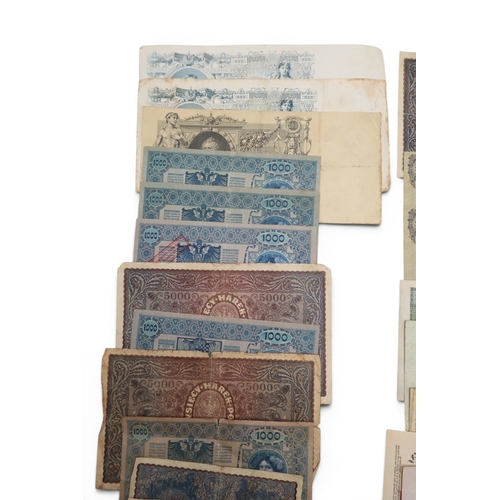 5143 - Banknotes Austrian Empire to include emergency money together with Polish State and&nbsp;reichsbankn... 