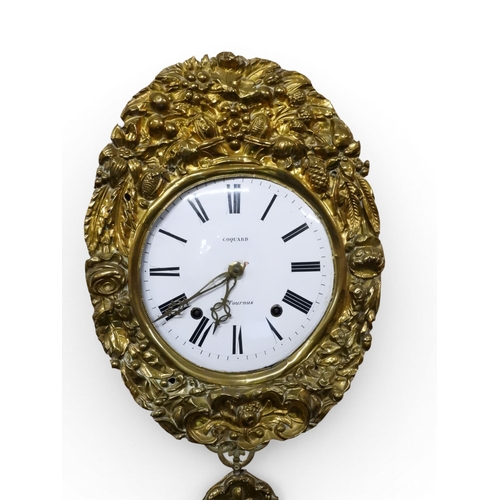 2026 - A LATE 19TH/EARLY 20TH CENTURY FRENCH COQUARD, TOURNUS COMTOISE WALL CLOCKwith white enamelled dial ... 
