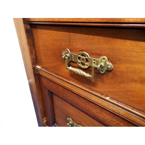 2039 - A LATE 19TH CENTURY MAHOGANY NARROW WELLINGTON STYLE SECRETAIRE CHEST OF DRAWERS with two drawers ov... 