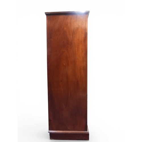2039 - A LATE 19TH CENTURY MAHOGANY NARROW WELLINGTON STYLE SECRETAIRE CHEST OF DRAWERS with two drawers ov... 