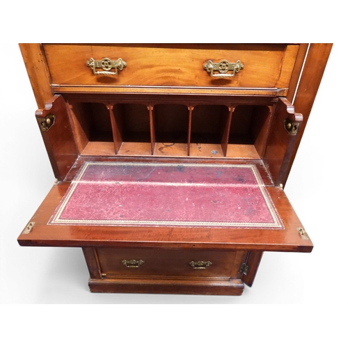 2039 - A LATE 19TH CENTURY MAHOGANY NARROW WELLINGTON STYLE SECRETAIRE CHEST OF DRAWERS with two drawers ov... 
