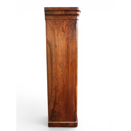 2041 - A VICTORIAN WALNUT VENEERED TWO DOOR WARDROBE&nbsp;with moulded cornice over pair of full length mir... 