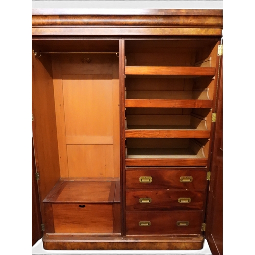 2041 - A VICTORIAN WALNUT VENEERED TWO DOOR WARDROBE&nbsp;with moulded cornice over pair of full length mir... 