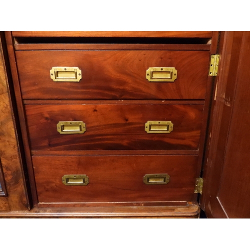 2041 - A VICTORIAN WALNUT VENEERED TWO DOOR WARDROBE&nbsp;with moulded cornice over pair of full length mir... 