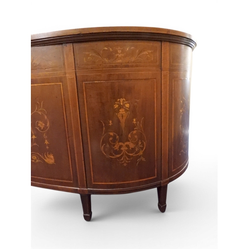 2043 - A LARGE 19TH CENTURY SHERATON REVIVAL STYLE MARQUETRY INLAID KIDNEY SHAPED DESKwith embossed skiver ... 