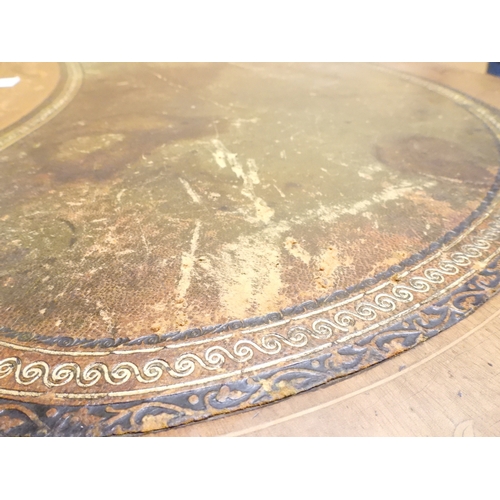 2043 - A LARGE 19TH CENTURY SHERATON REVIVAL STYLE MARQUETRY INLAID KIDNEY SHAPED DESKwith embossed skiver ... 