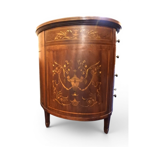 2043 - A LARGE 19TH CENTURY SHERATON REVIVAL STYLE MARQUETRY INLAID KIDNEY SHAPED DESKwith embossed skiver ... 