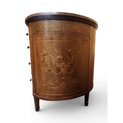 2043 - A LARGE 19TH CENTURY SHERATON REVIVAL STYLE MARQUETRY INLAID KIDNEY SHAPED DESKwith embossed skiver ... 