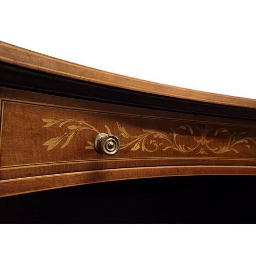 2043 - A LARGE 19TH CENTURY SHERATON REVIVAL STYLE MARQUETRY INLAID KIDNEY SHAPED DESKwith embossed skiver ... 