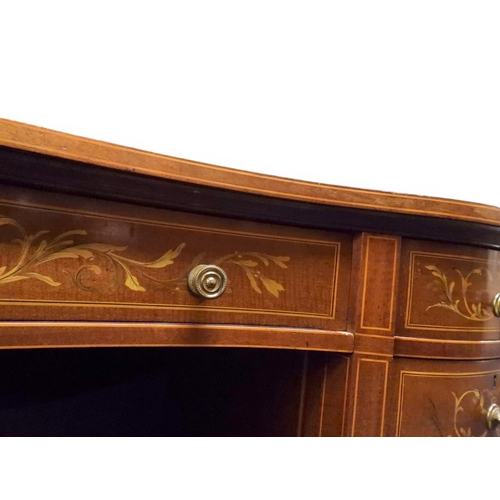 2043 - A LARGE 19TH CENTURY SHERATON REVIVAL STYLE MARQUETRY INLAID KIDNEY SHAPED DESKwith embossed skiver ... 