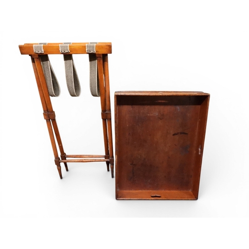 2044 - A 19TH CENTURY MAHOGANY BUTLERS TRAY ON STAND&nbsp;rectangular tray with shaped gallery with pierced... 