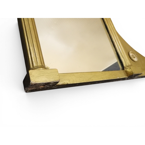 2045 - A 19TH CENTURY GILT GESSO TRIPLE PLATE OVERMANTLE MIRRORwith&nbsp;inverted breakfront cavetto ball c... 