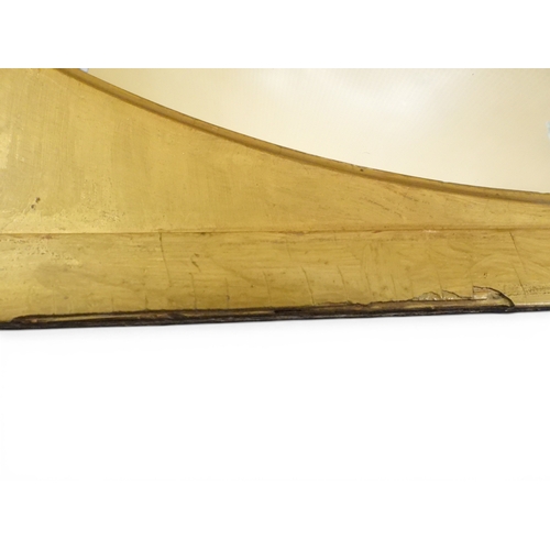 2045 - A 19TH CENTURY GILT GESSO TRIPLE PLATE OVERMANTLE MIRRORwith&nbsp;inverted breakfront cavetto ball c... 