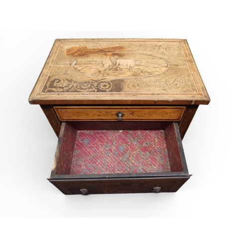 2046 - AN 18TH CENTURY ITALIAN WALNUT AND MARQUETRY INLAID COMMODE&nbsp;crossband and marquetry inlaid top ... 