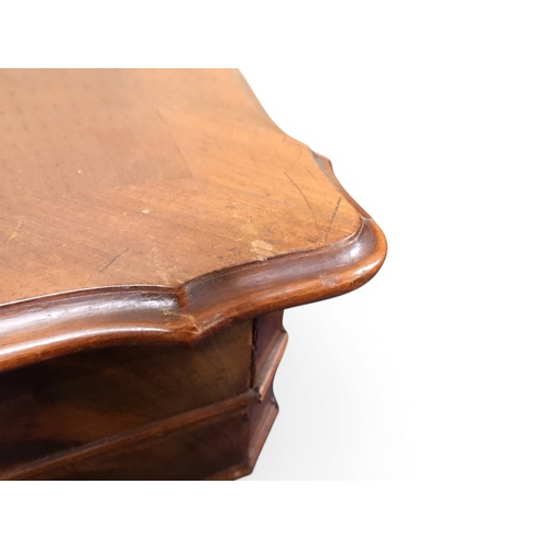 2047 - A VICTORIAN MAHOGANY SEWING WORK TABLE&nbsp;with hinged shaped top concealing fitted interior with l... 