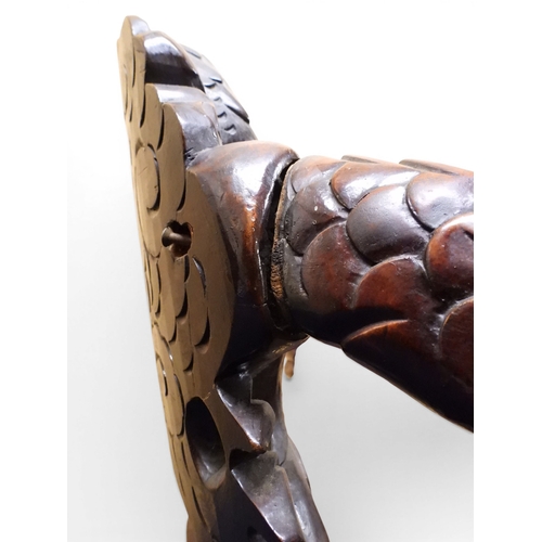 2049 - A MEIJI ERA JAPANESE HARDWOOD TUB ARMCHAIR&nbsp;with elaborately carved/pierced dragon backrest over... 
