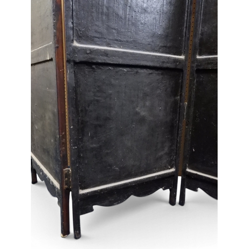 2051 - A LATE 19TH CENTURY CHINESE HARDWOOD FOUR PANEL ROOM DIVIDER&nbsp;with applied soapstone decoration ... 