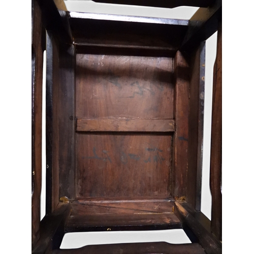 2052 - A PAIR OF 19TH CENTURY CHINESE HARDWOOD LOW TABLES with plain rectangular tops on square shaped supp... 