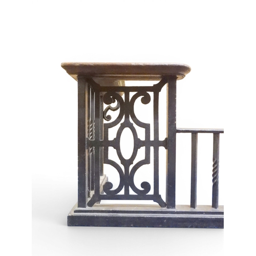 2056 - A LARGE 19TH CENTURY WROUGHT IRON CLUB FENDERwith oak topped seats to corners over twisted square ra... 