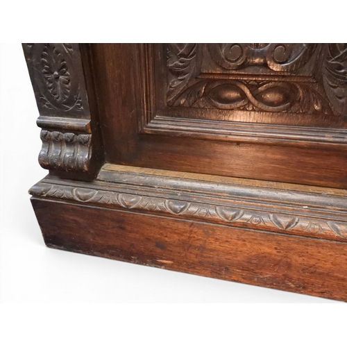 2028 - A LARGE LATE 19TH CENTURY CONTINENTAL OAK MIRROR BACK SIDEBOARDwith moulded projecting cornice on ca... 