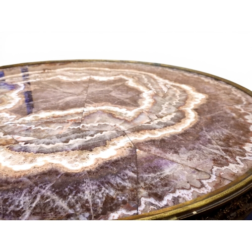 2054 - AN UNUSUAL LOUIS XV CIRCULAR SPECIMEN TOPPED OCCASIONAL TABLE circular top consisting of arranged cr... 